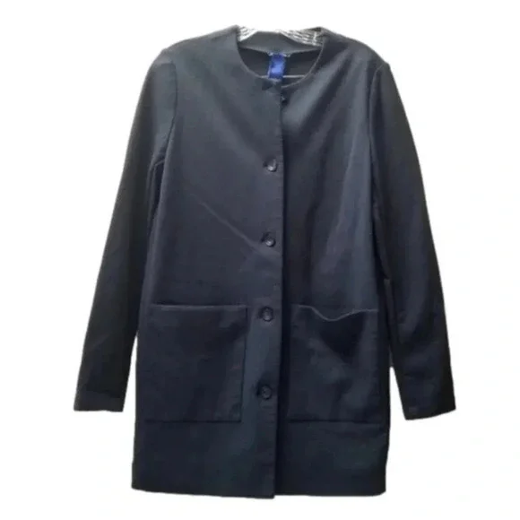 Kit and Ace Collarless Stretch Button Front Traveler Jacket Navy  S - Picture 3 of 13